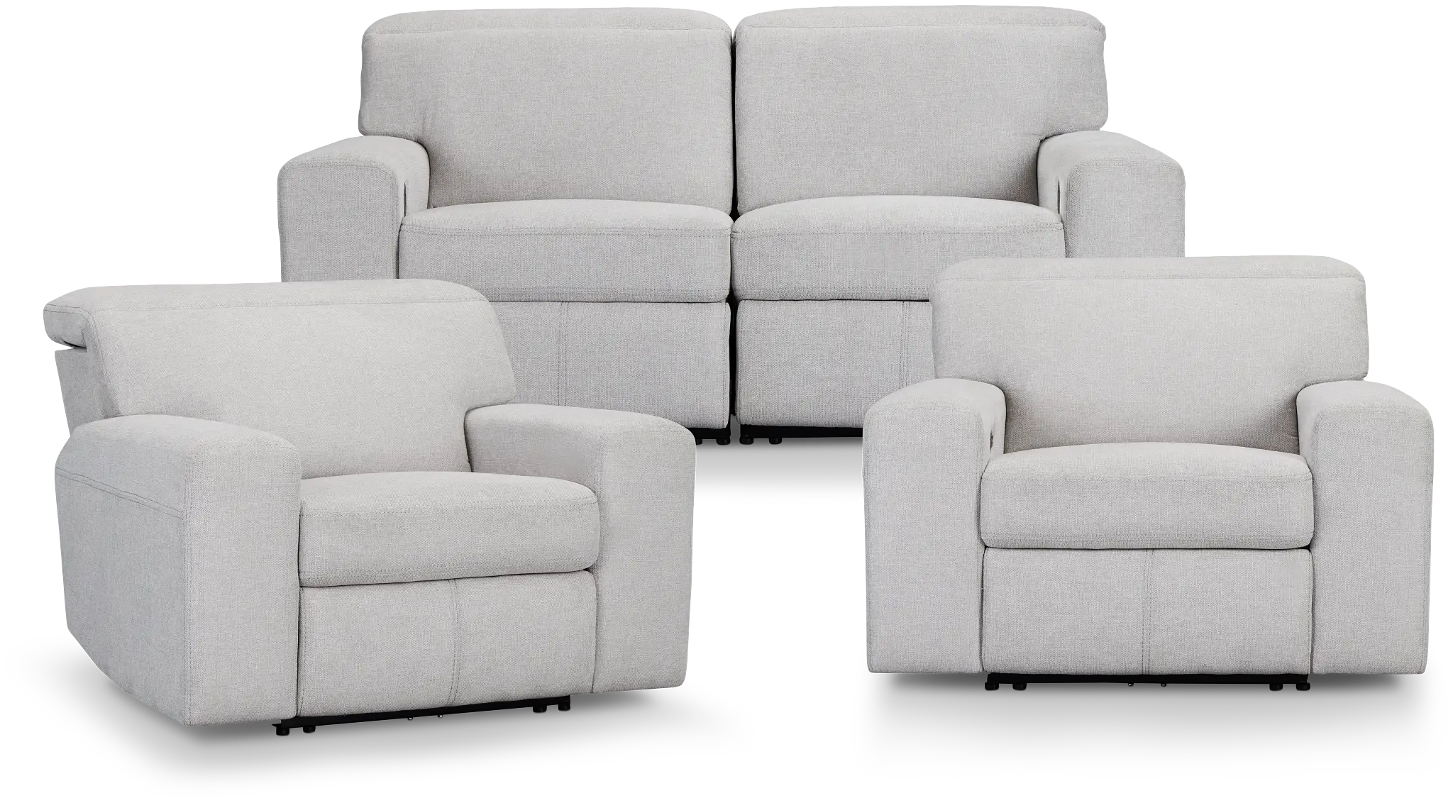 Callum Light Gray Fabric Manually Reclining Living Room Callum Light Gray Fabric Manually Reclining Living Room
