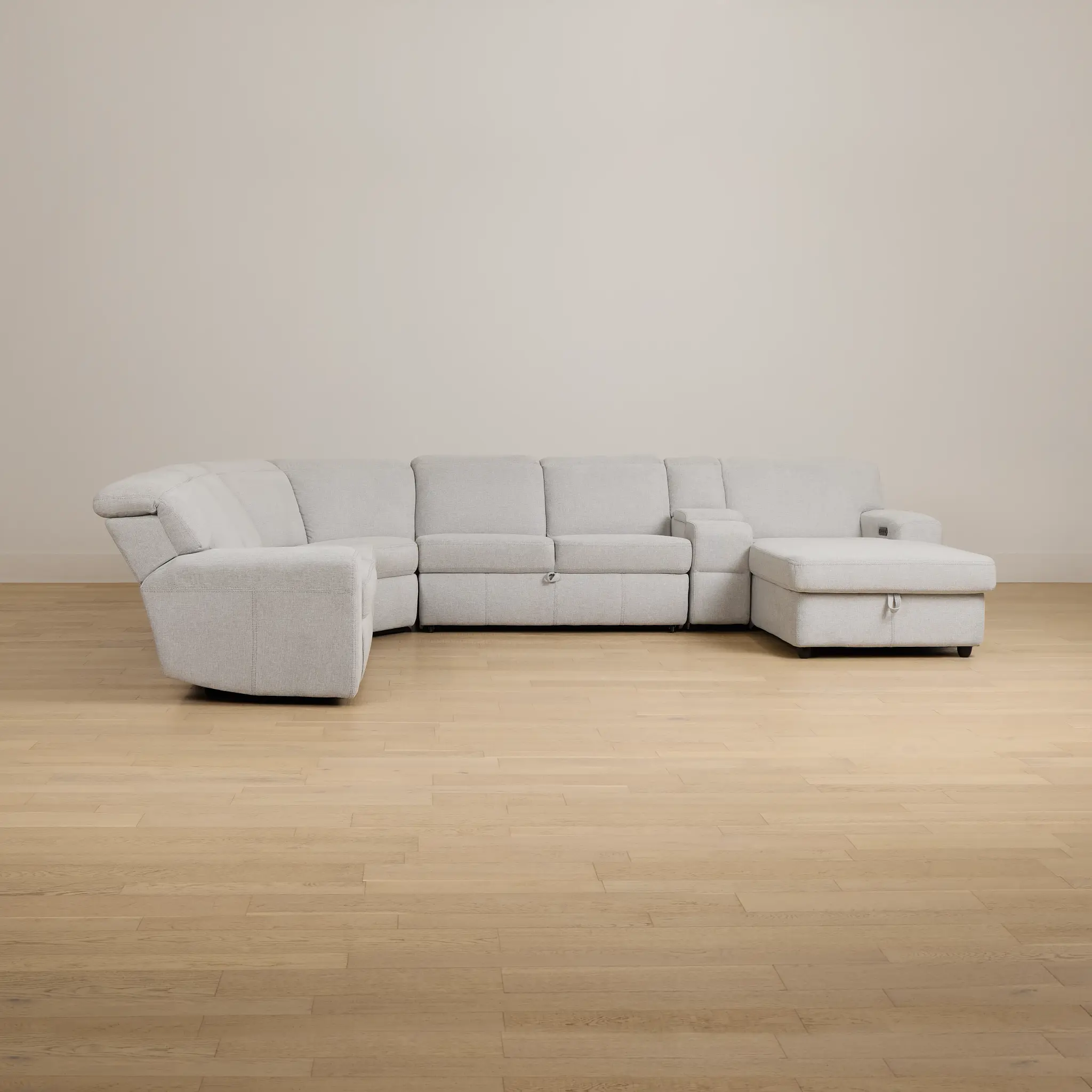Callum Light Gray Storage Medium Right Triple Power Chaise Sleeper Sectional Callum Light Gray Storage Medium Right Triple Power Chaise Sleeper Sectional