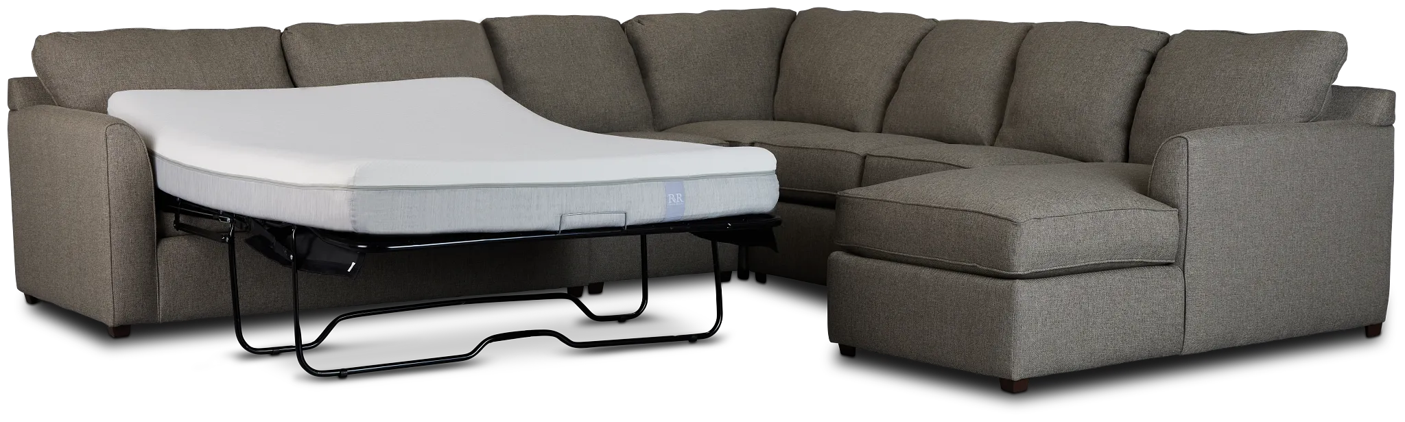 Asheville Brown Cool Mfoam Right Chaise Memory Foam Sleeper Sectional