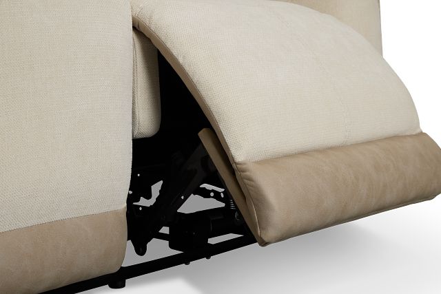 Travis Light Beige Fabric Power Reclining Console Loveseat