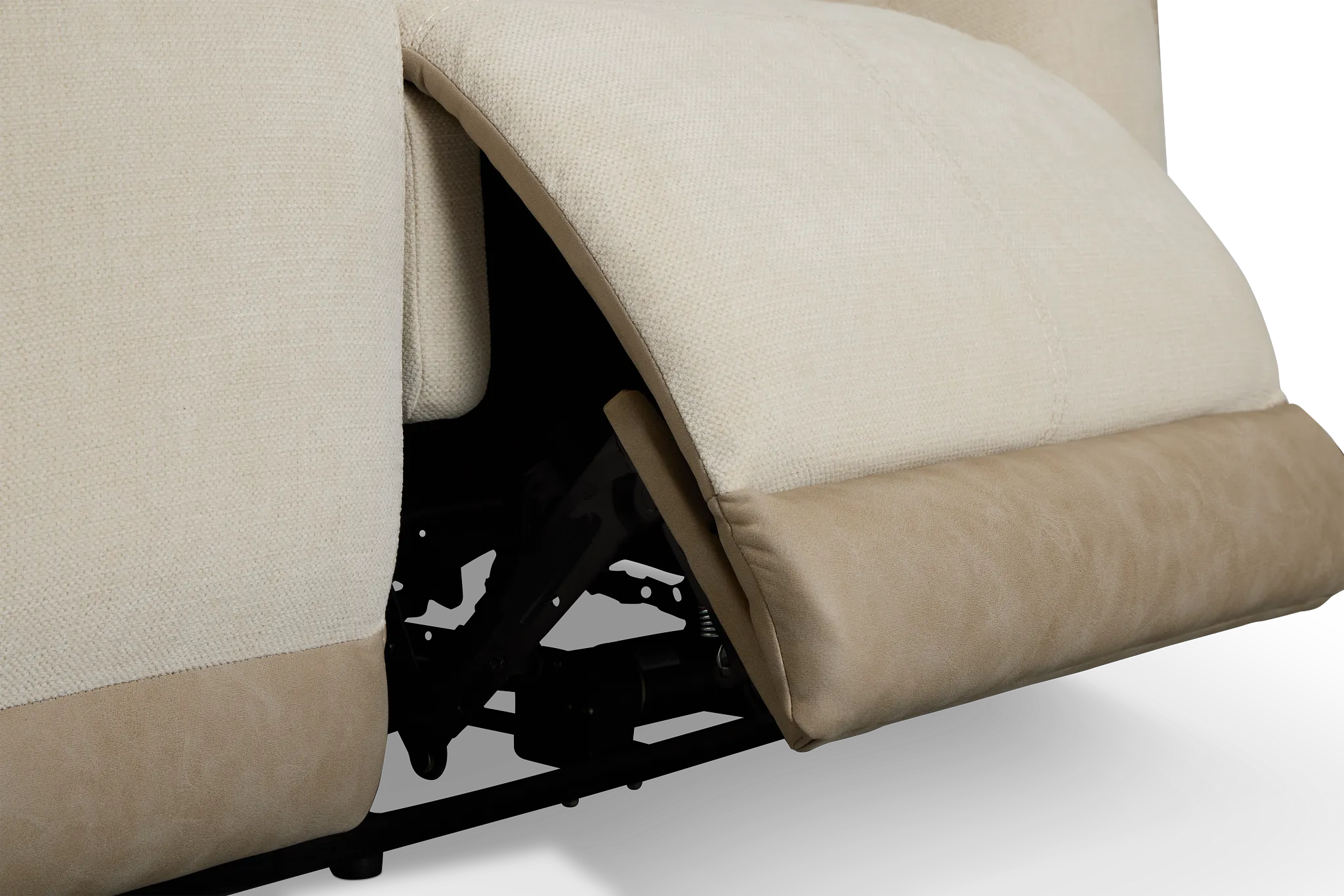 Travis Light Beige Fabric Power Reclining Console Loveseat