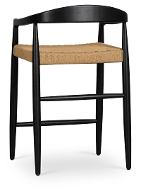 Santorini Black Curved 24" Woven Barstool