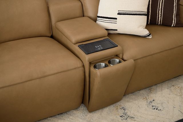 Ryland Brown Lthr/vinyl Medium Dual Power 2-arm Reclining Sectional