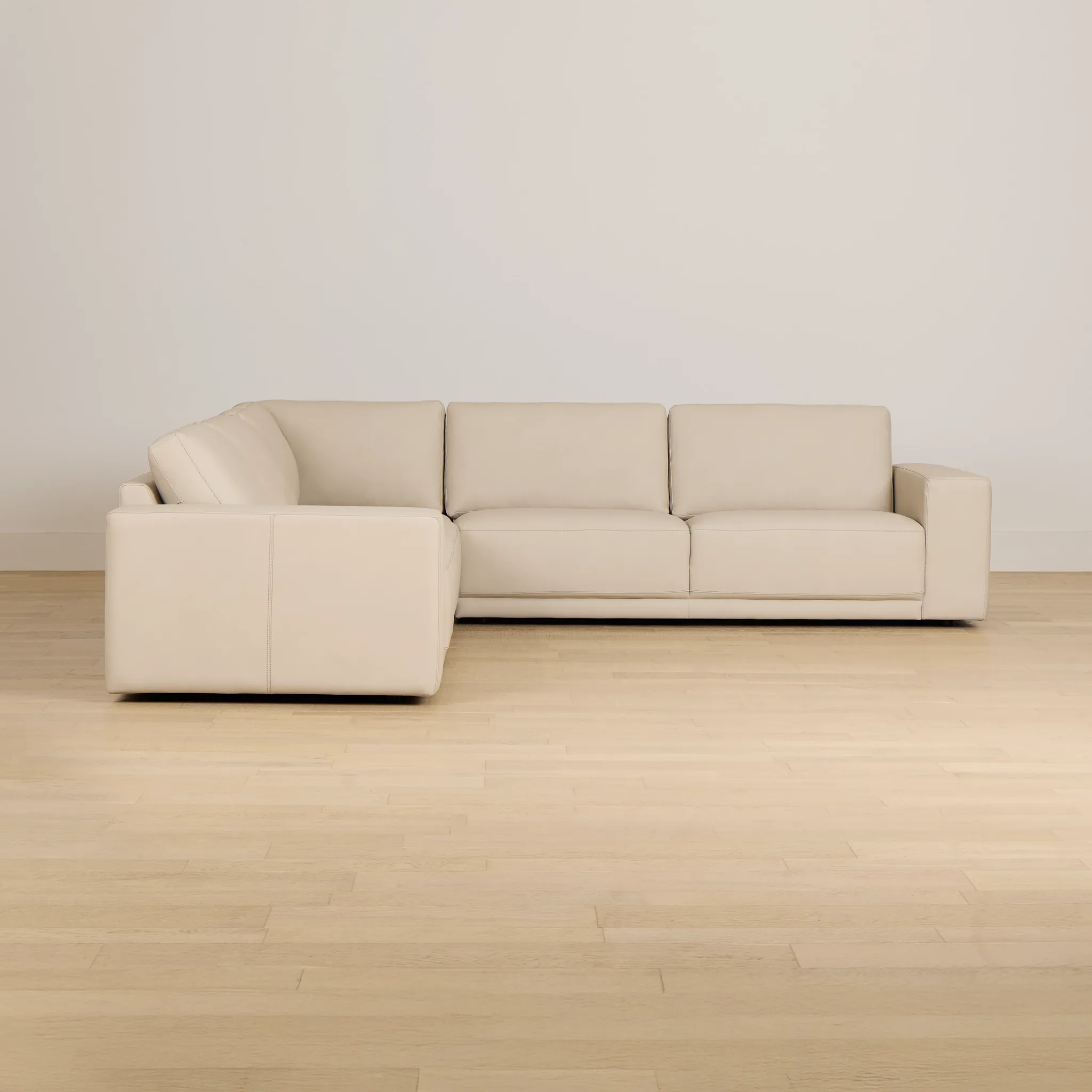 Kellan Ivory Leather Small Two-arm Sectional