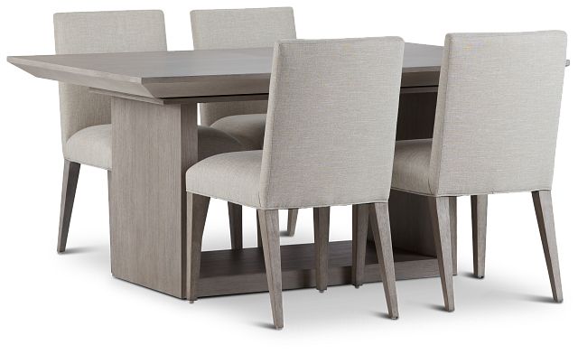 Rio Light Tone Trestle Table & 4 Upholstered Chairs