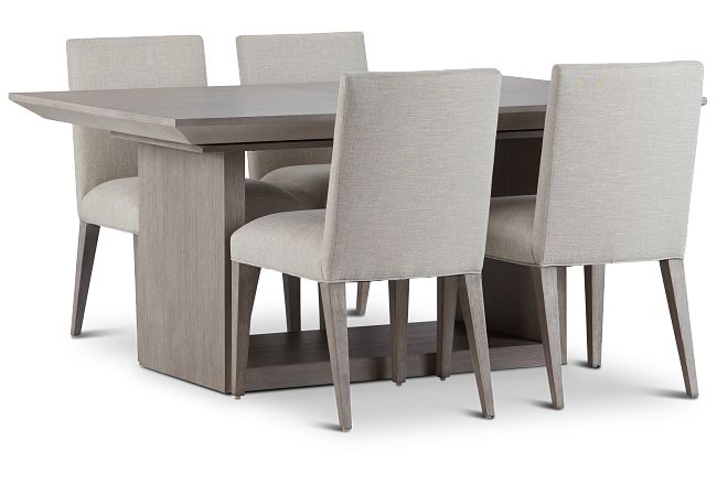 Rio Light Tone Trestle Table & 4 Upholstered Chairs