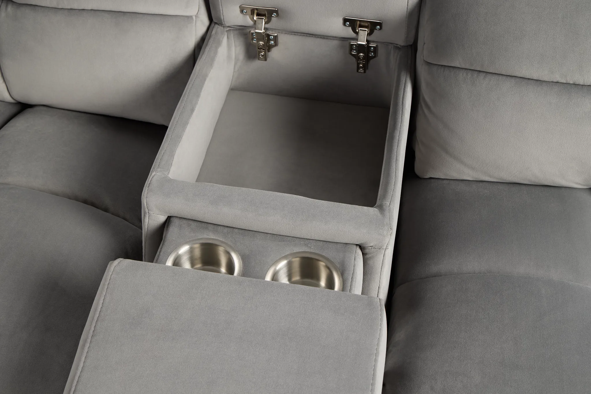 Gemma Light Gray Velvet Large Dual Power Right Chaise Sectional