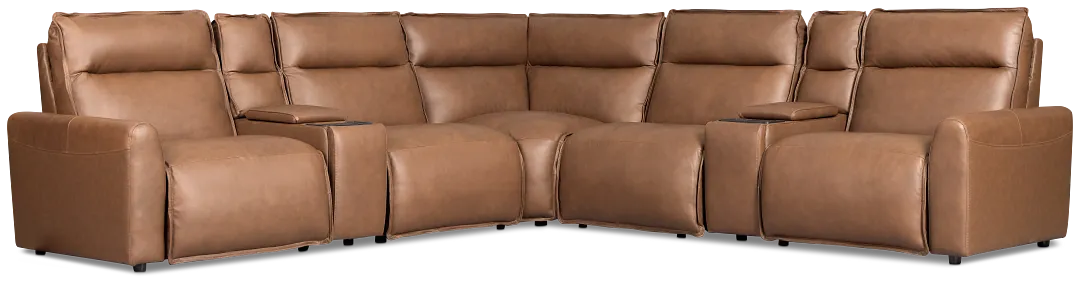 Edison Dark Brown Lthr/vinyl Large Triple Power Reclining Two-arm Sectional