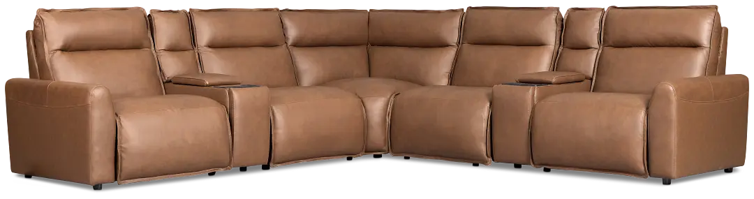 Edison Dark Brown Lthr/vinyl Large Triple Power Reclining Two-arm Sectional Edison Dark Brown Lthr/vinyl Large Triple Power Reclining Two-arm Sectional