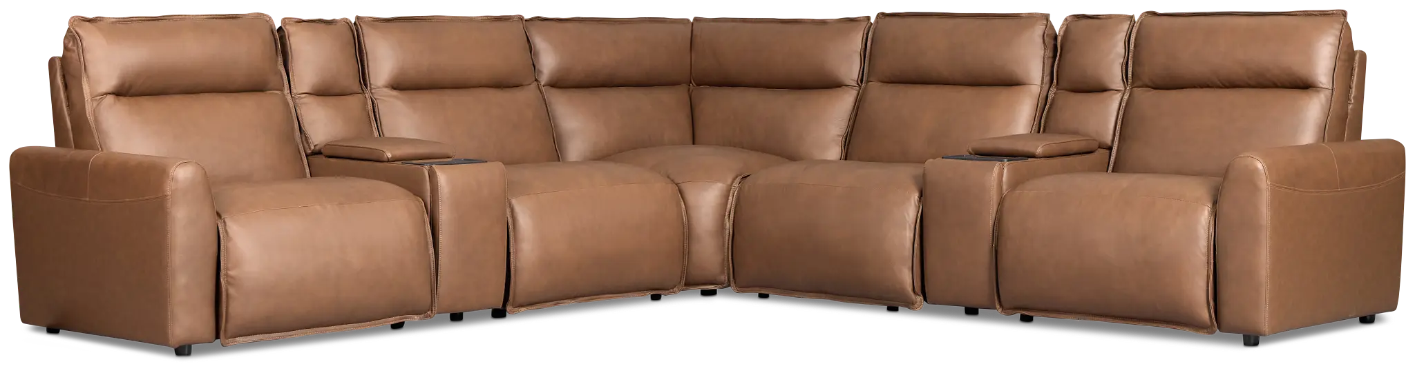 Edison Dark Brown Lthr/vinyl Large Triple Power Reclining Two-arm Sectional Edison Dark Brown Lthr/vinyl Large Triple Power Reclining Two-arm Sectional