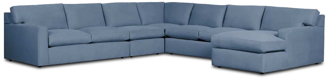 Hudson Blue Fabric Large Right Chaise Sectional