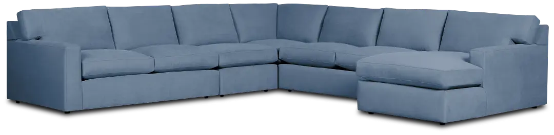 Hudson Blue Fabric Large Right Chaise Sectional Hudson Blue Fabric Large Right Chaise Sectional