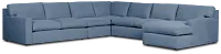 Hudson Blue Fabric Large Right Chaise Sectional