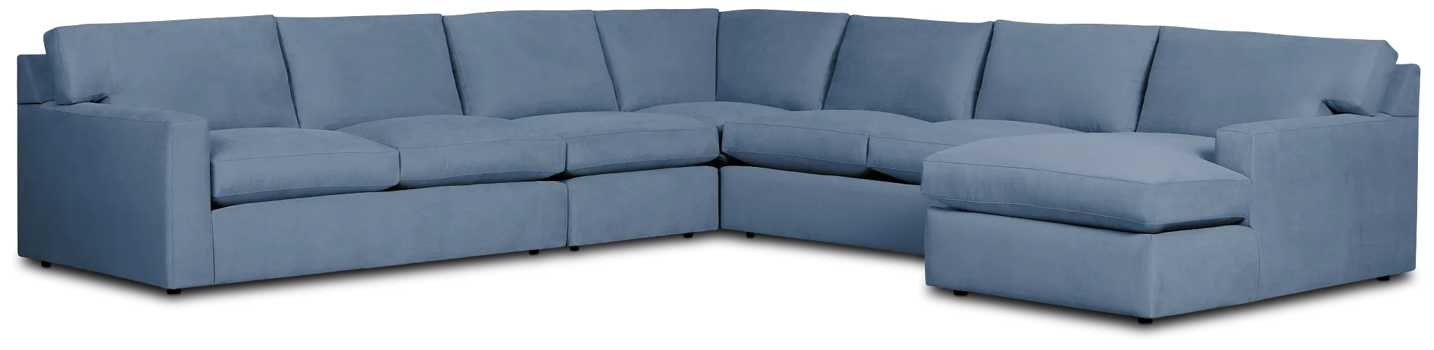 Hudson Blue Fabric Large Right Chaise Sectional