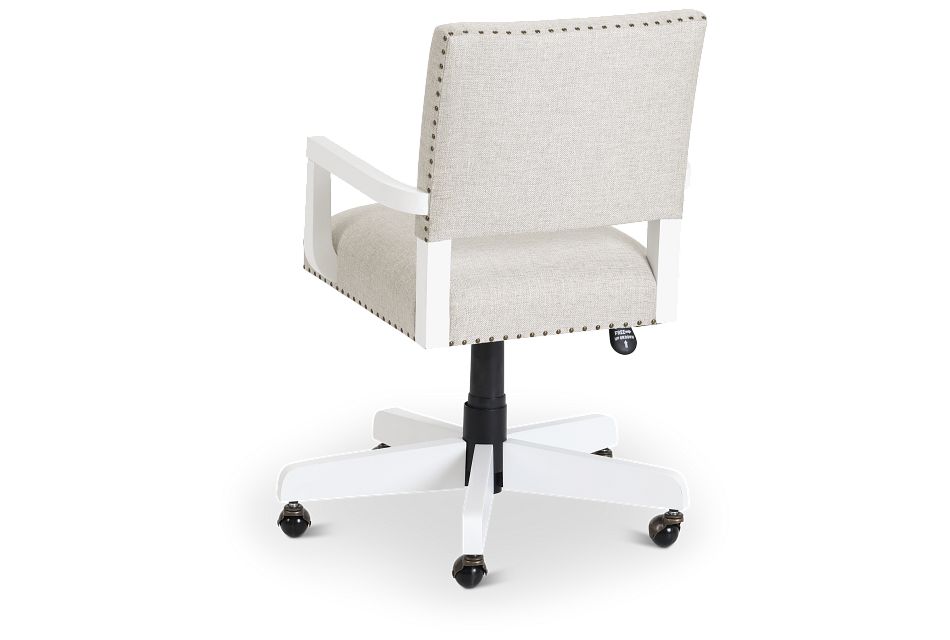 Newport Beige Wood Upholstered Desk Chair
