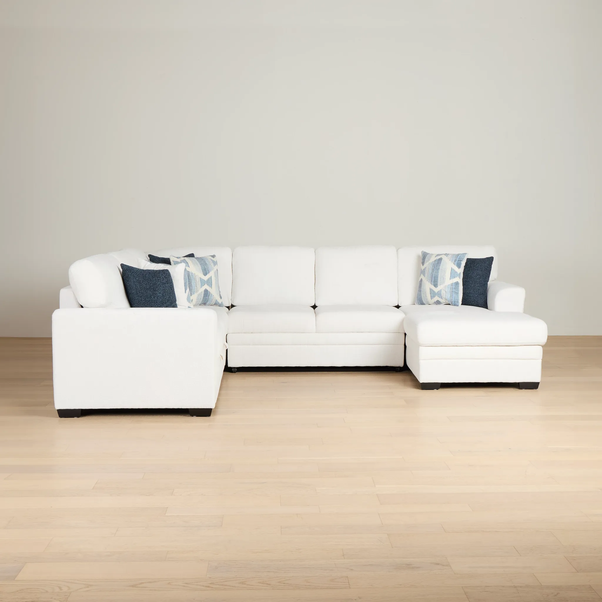 Everly White Fabric Medium Right Chaise Storage Sectional