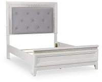 Alessandria White Upholstered  Panel Bed With Lights