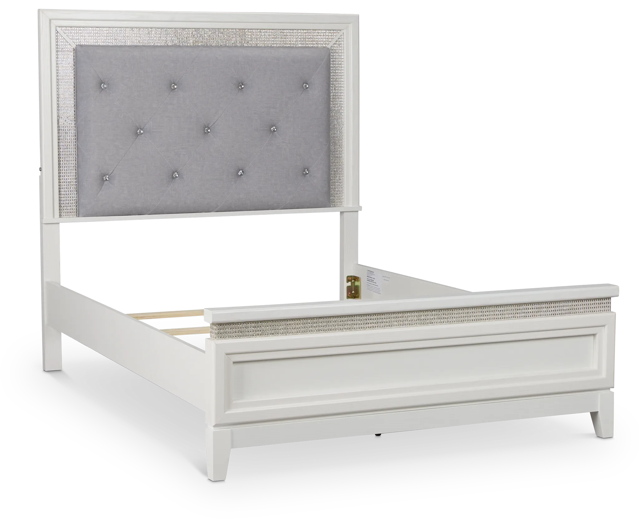 Alessandria White Upholstered  Panel Bed With Lights