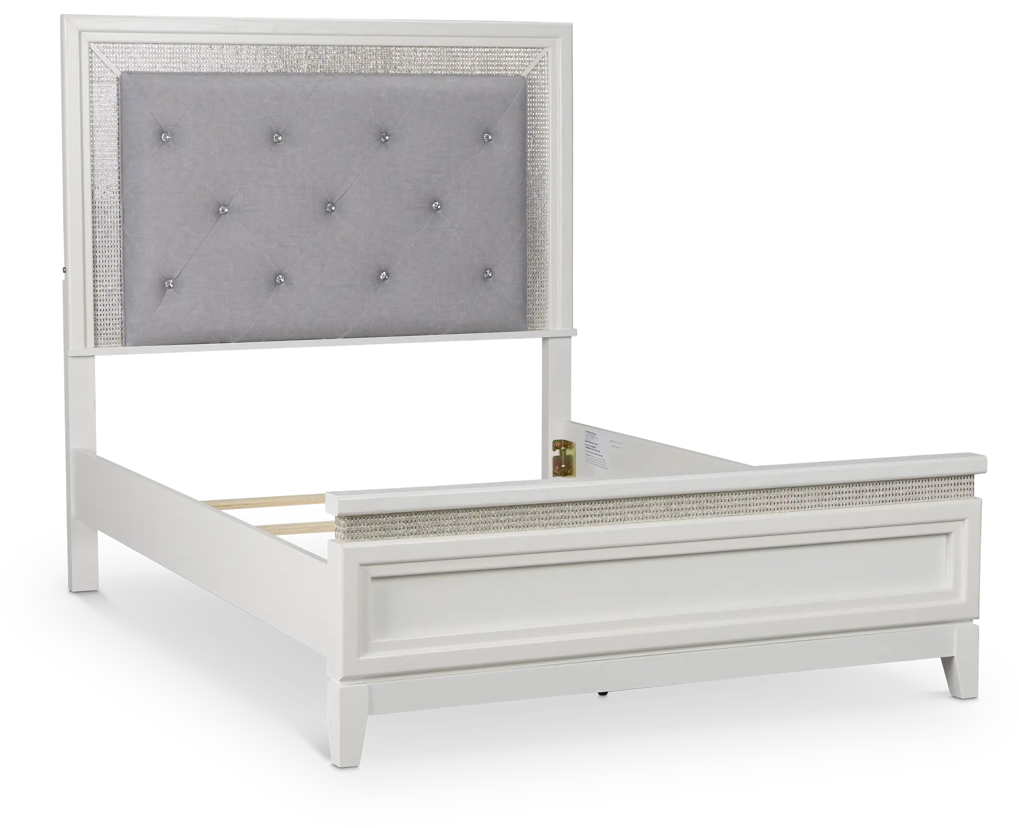 Alessandria White Upholstered Panel Bed With Lights Alessandria White Upholstered Panel Bed With Lights