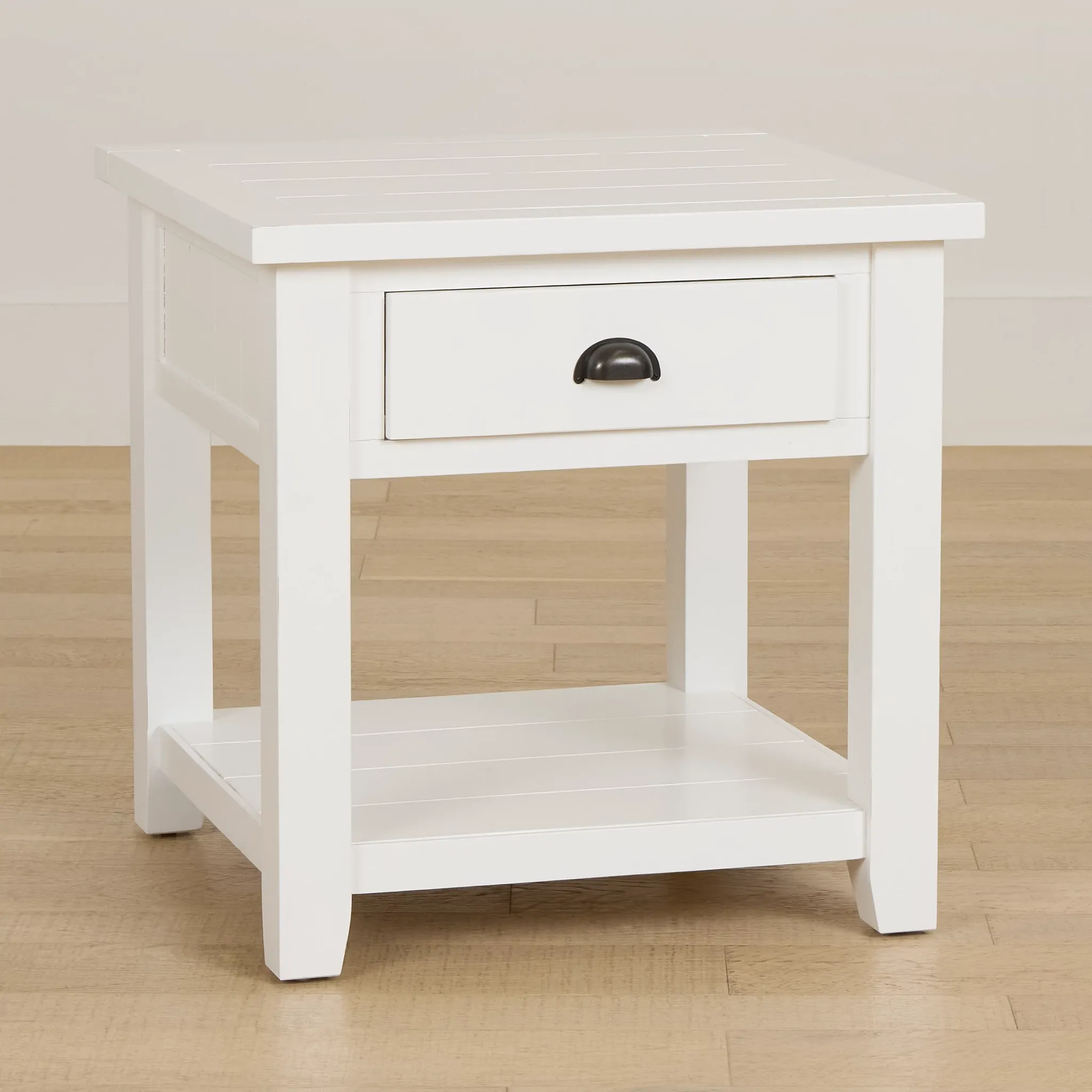 Bismark White Square End Table