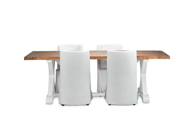 Hilton Two-tone 96" Table & 4 Skirted Chairs