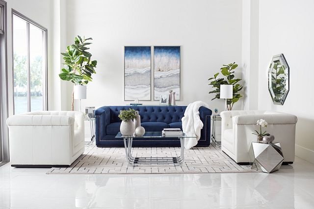 Blair Dark Blue Micro Sofa