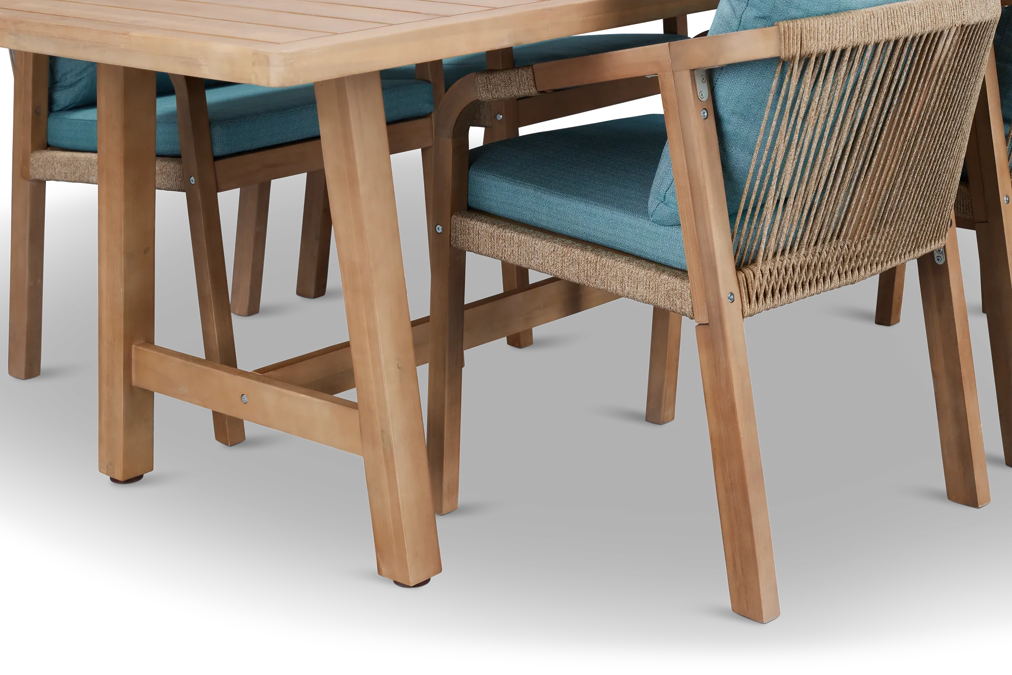 Laguna Light Tone 90" Retangular Table & 4 Teal Cushioned Chairs