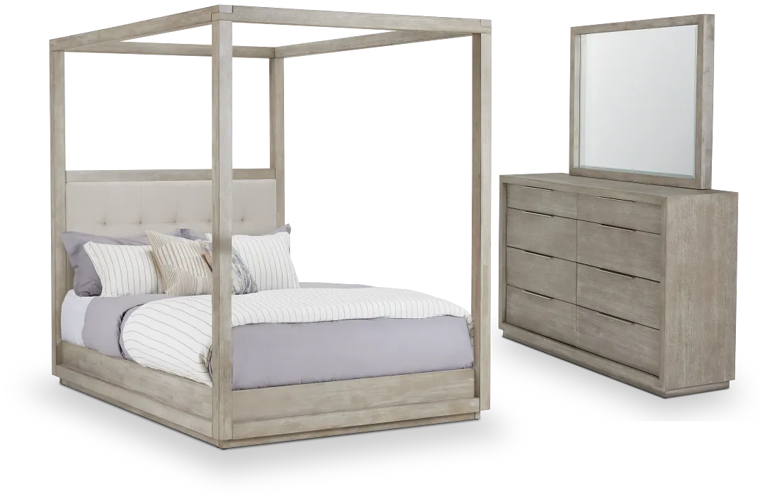 Madden Light Tone Fabric Canopy Bedroom