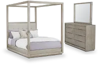 Madden Light Tone Fabric Canopy Bedroom