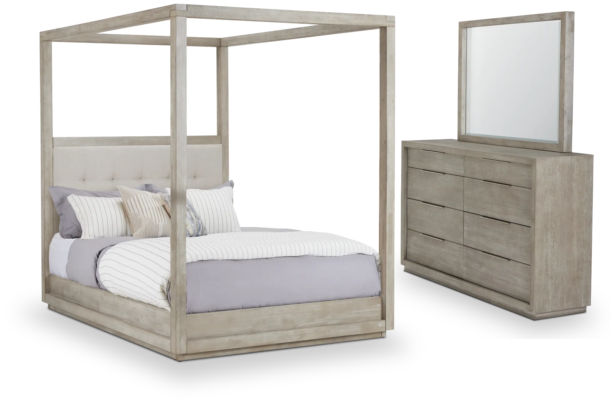 Madden Light Tone Fabric Canopy Bedroom