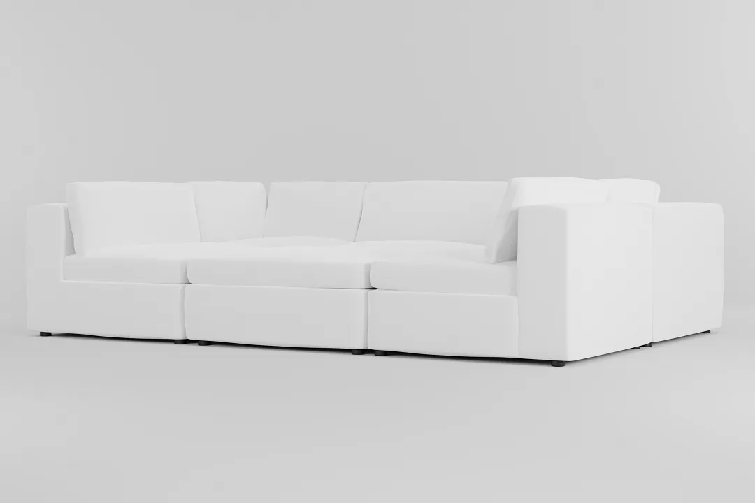 Destin Suave White Fabric 6-piece Pit Sectional