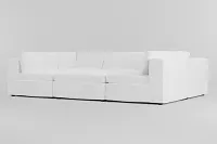 Destin Suave White Fabric 6-piece Pit Sectional