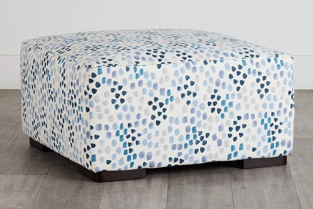 Pfeifer Blue Fabric Cocktail Ottoman