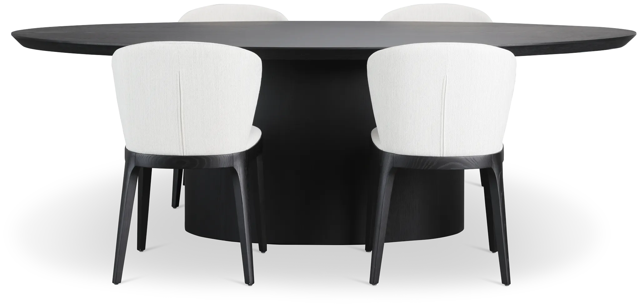 Nomad Black 94" Oval Table & 4 Light Beige Chairs W/ Black Legs