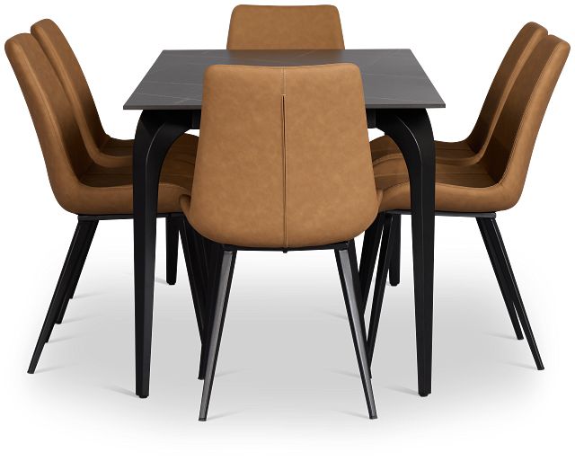 Sierra Black Stone Rectangular Table With 6 Chairs