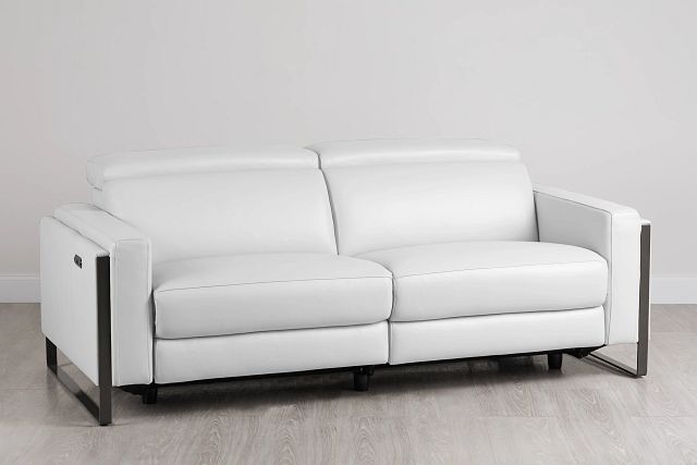 Atlas White Lthr/vinyl Power Reclining Sofa