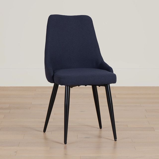 Andover Dark Blue Curved Upholstered Side Chair