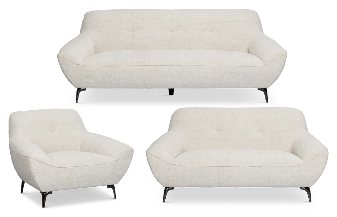 Zoey Light Beige Fabric Living Room