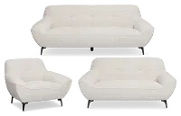 Zoey Light Beige Fabric Living Room