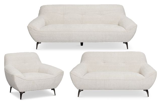 Zoey Light Beige Fabric Living Room