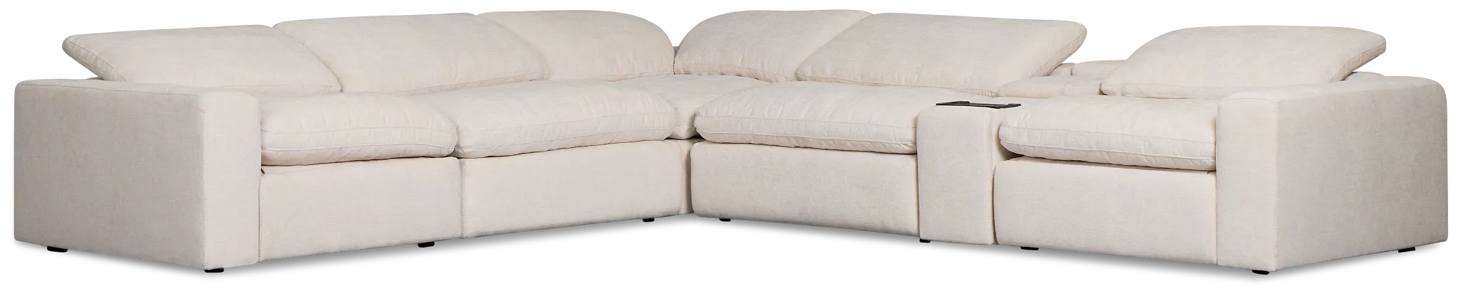 Drift Light Beige Fabric Medium Dual Power 2-arm Reclining Sectional