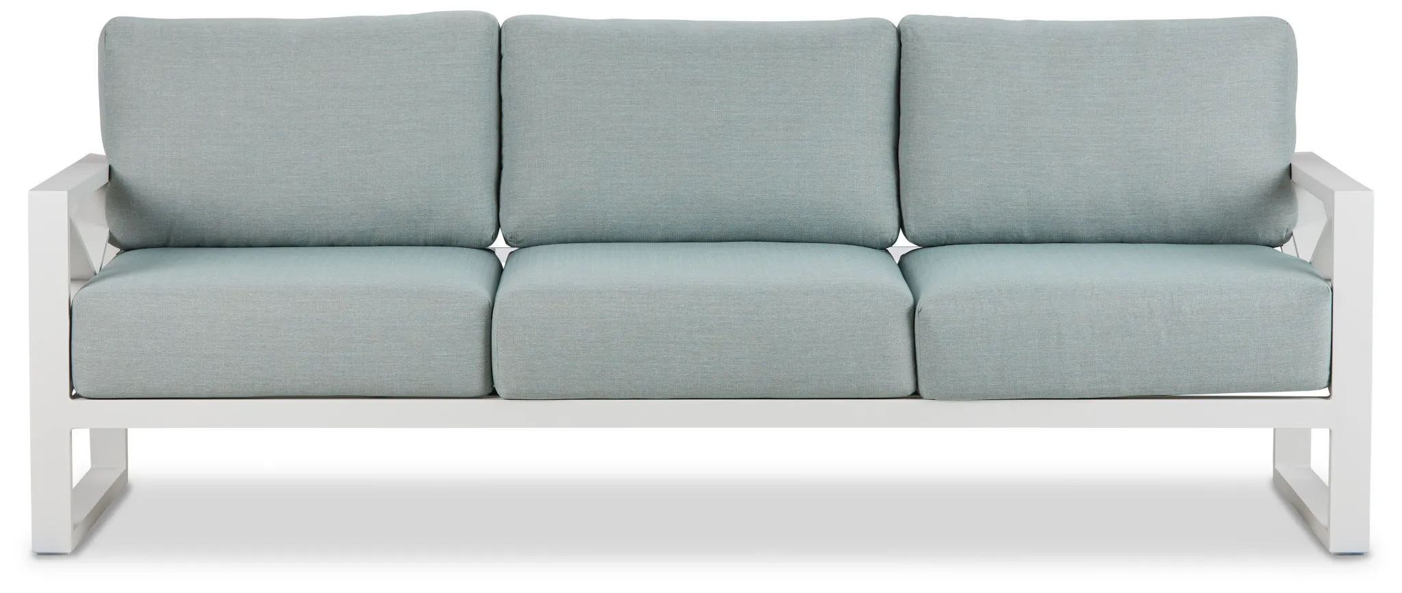 Linear White Teal Aluminum Outdoor Upholstery