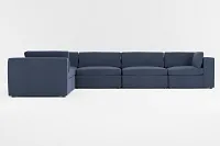 Destin Peyton Dark Blue Fabric 6-piece Modular Sectional