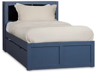 Charleston Dark Blue Bookcase Bed With 2 Storage Drawers