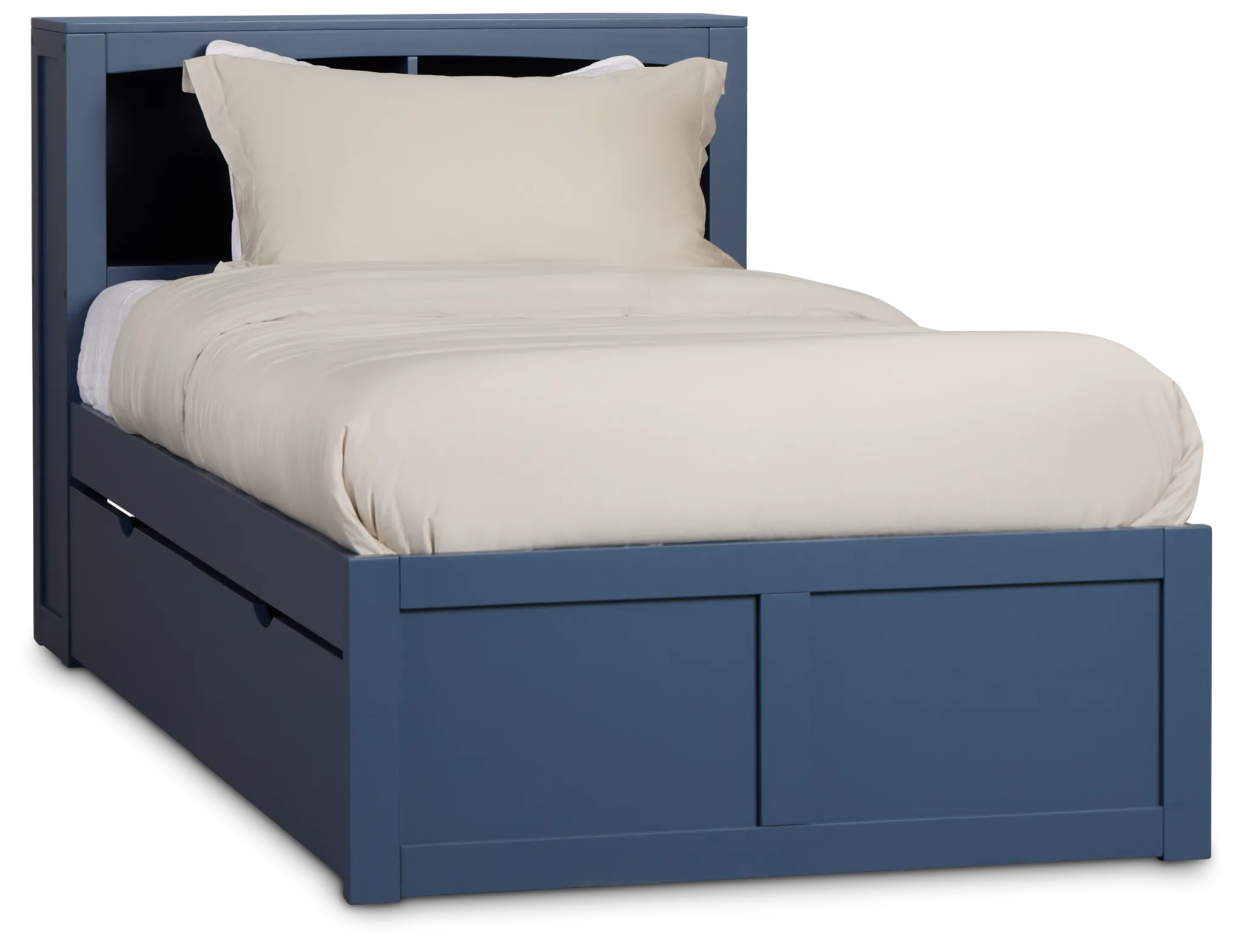 Charleston Dark Blue Bookcase Bed With 2 Storage Drawers