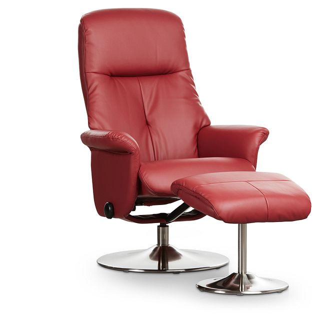 Evans Red Micro Recliner & Ottoman