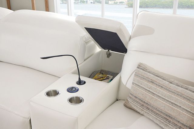 Tidal White Lthr/vinyl Medium Dual Power 2-arm Reclining Sectional