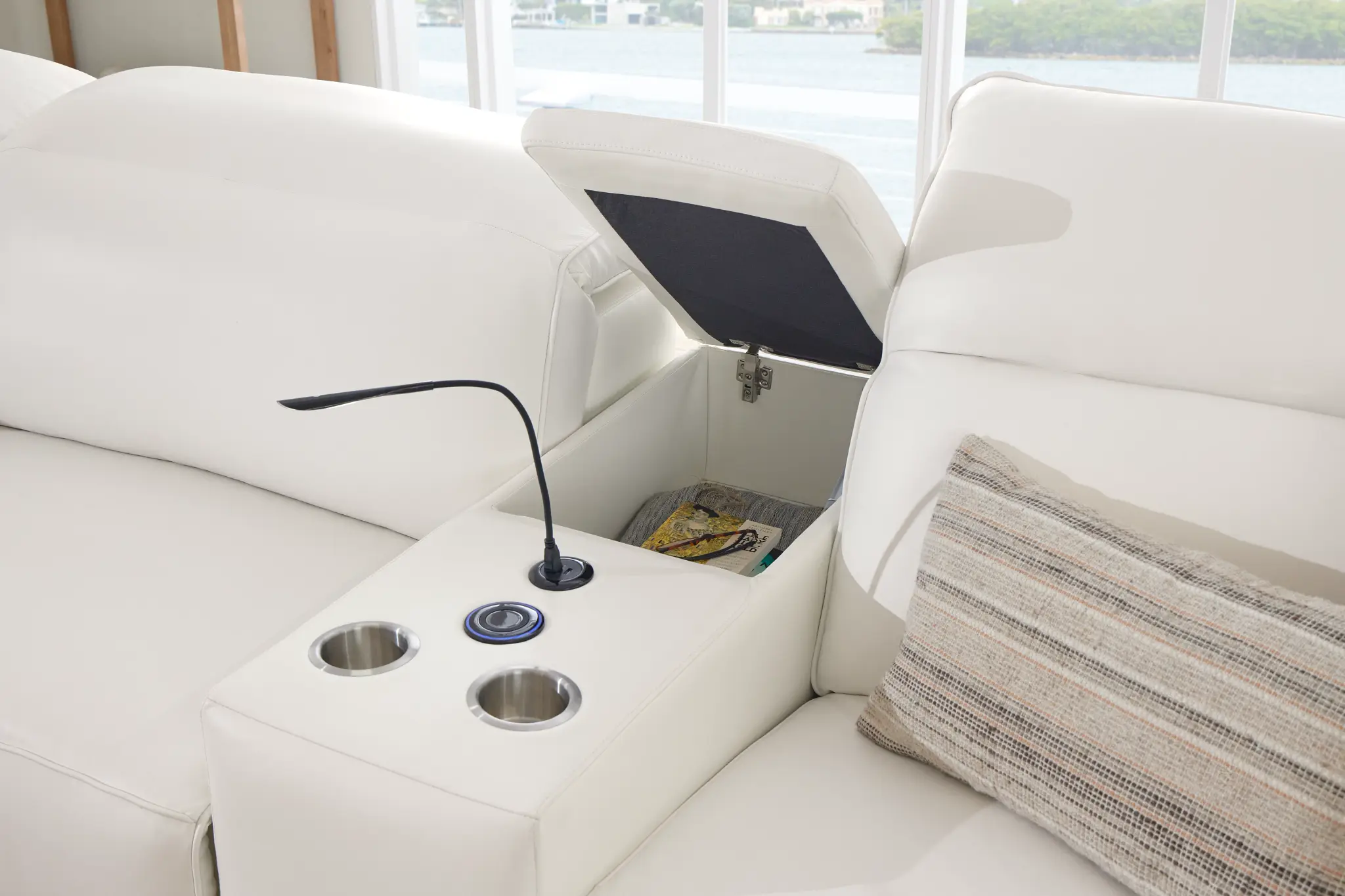 Tidal White Lthr/vinyl Medium Dual Power 2-arm Reclining Sectional Tidal White Lthr/vinyl Medium Dual Power 2-arm Reclining Sectional