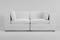Destin Revenue White Fabric 2-piece Modular Sofa