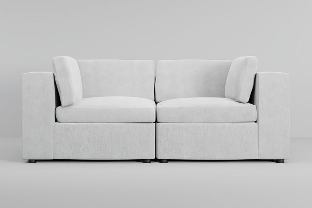 Destin Revenue White Fabric 2 Piece Modular Sofa